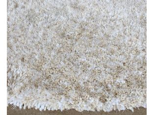 7''10" Round Machine Tufted Ivory 1 Inch Pile Rug