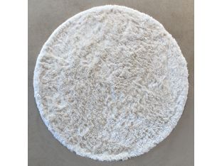 8' Round Ivory Three Inch Pile Shag Rug