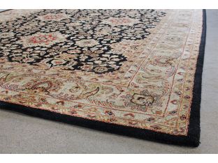9'3" X 13' Black/Gold Persian Style Tufted Rug
