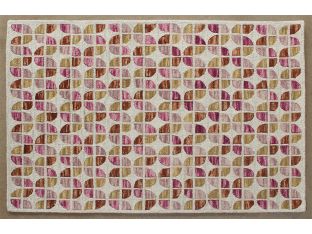 5' X 7'6" Ivory And Sunset Wool Pile Rug