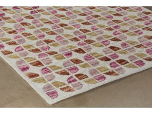 5' X 7'6" Ivory And Sunset Wool Pile Rug