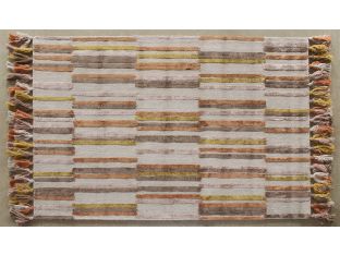 5' X 7'6" Oatmeal And Spice Wool Hooked Rug