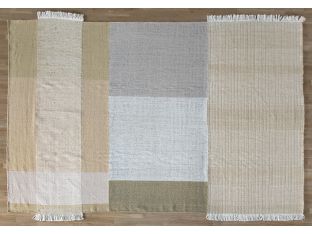 9 X 12 Khaki And Cream Tonal Colorblock Rug