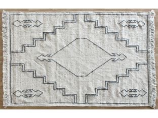 5 X 8 Neutral And Black Handstitched Rug