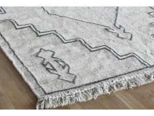 5 X 8 Neutral And Black Handstitched Rug