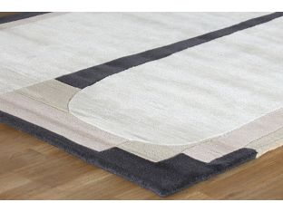 5 X 8 Neutral And Black Abstract Rug