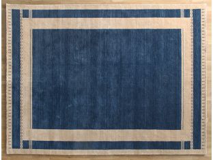 8 X 10 Navy And Beige Gabbeh-Style Rug