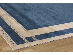 8 X 10 Navy And Beige Gabbeh-Style Rug