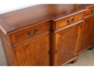 Yew Wood Breakfront Console Cabinet, Circa 1960