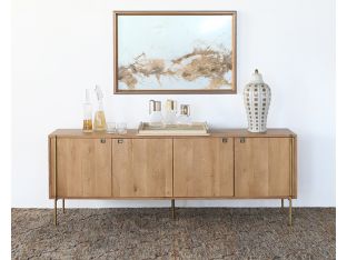 Danish Modern Natural Oak Sideboard With Brass Legs 