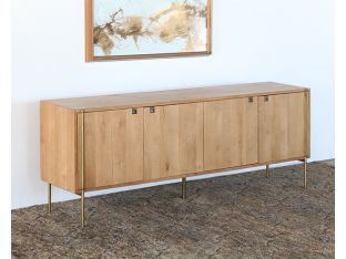 Danish Modern Natural Oak Sideboard With Brass Legs 