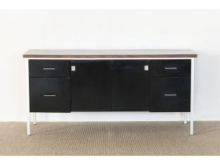 Black Metal And Walnut Laminate Sideboard