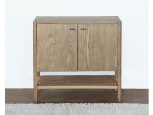 Danish Style Ash Entry Cabinet with Woven Shelf
