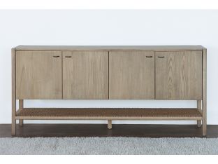 Danish Style Ash Long Sideboard with Woven Shelf