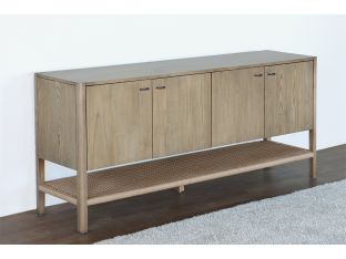 Danish Style Ash Long Sideboard with Woven Shelf