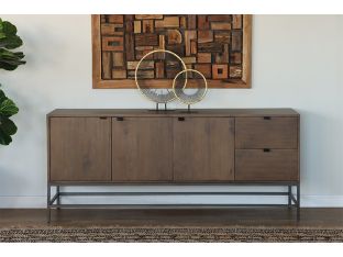 Auburn Poplar Long Sideboard with Leather Pulls