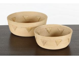 Natuaral Rattan Nesting Baskets W/Woven Accents