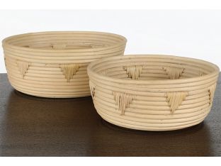 Natuaral Rattan Nesting Baskets W/Woven Accents