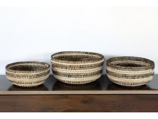 Set Of 3 Nihom Woven Straw Baskets