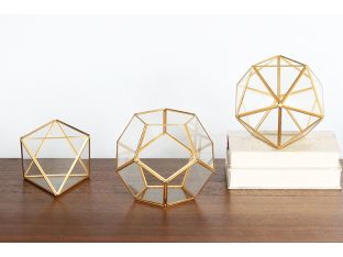 Set of 3 Geometric Glass Decorative Boxes