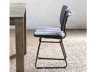 Gray Canvas Mid-Century Dining Chair with Black Wire