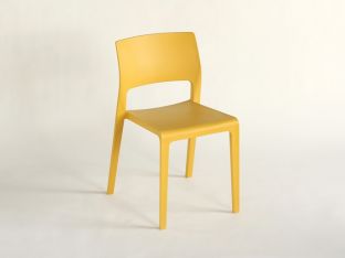 Molded Plastic Cafe Side Chair in Mustard Yellow