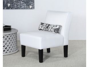 Off White Slipper Chair With Kidney Accent Pillow