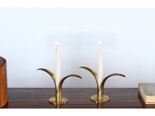 Set of Swedish Brass Petal Candle Holders