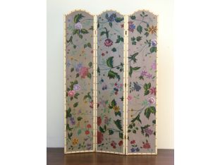 Faux Antique Painted Floral Screen