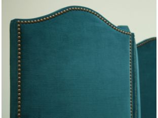 Mitchell Gold Eve 3-Panel Screen with Nailhead in Gilmore Teal