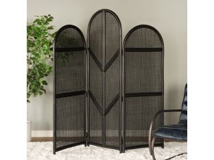 Ebony Rattan 3 Panel Screen - Cleared