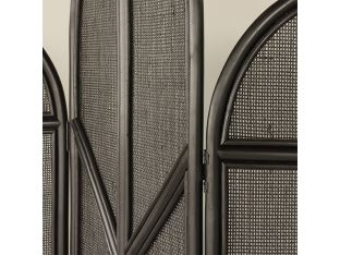 Ebony Rattan 3 Panel Screen - Cleared