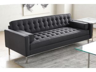 Modern Dark Gray Sofa with Tufted Back and Seat