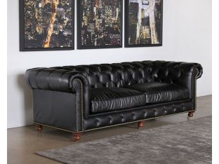 Black Leather Chesterfield Sofa