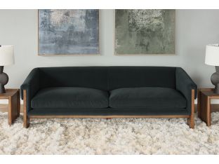 Smoke Velvet Sofa with Plank Legs