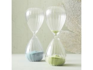 Pair of Green Fluted Hourglasses - Cleared Décor