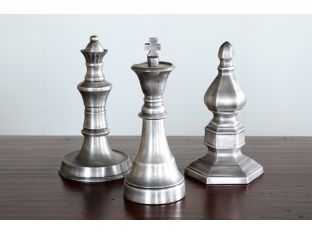 Set of 3 Antique Silver Chess Finials