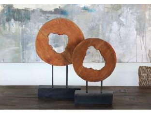 Set of 2 Mango Wood Ring Sculptures