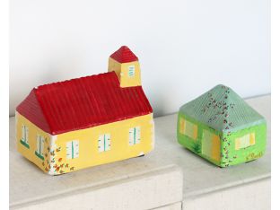 Pair of a Hand Painted Church & Home