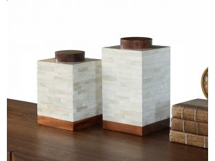 Set of 2 Bone Canisters
