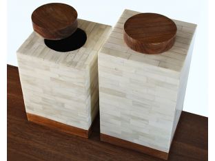 Set of 2 Bone Canisters