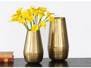 Set Of Two Antique Brass Vases