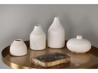 Set of 4 White Ceramic Vases