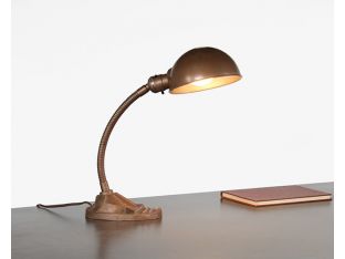 Vintage Copper Gooseneck Lamp With Cast Iron Base