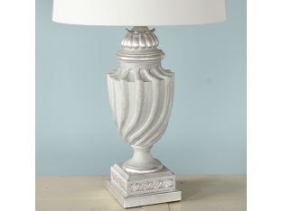 Off White And Silver Tipped Urn Table Lamp