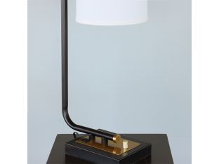 Brass and Black Metal Desk Lamp with Charger