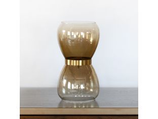 Small Glass & Copper Smoke Lustre Vase 